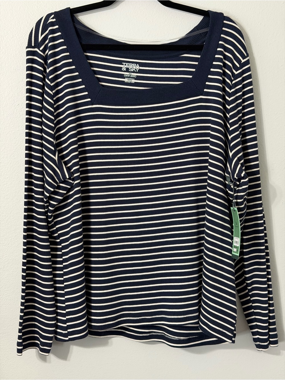 Terra & Sky Navy and White Striped Long-Sleeve Top
